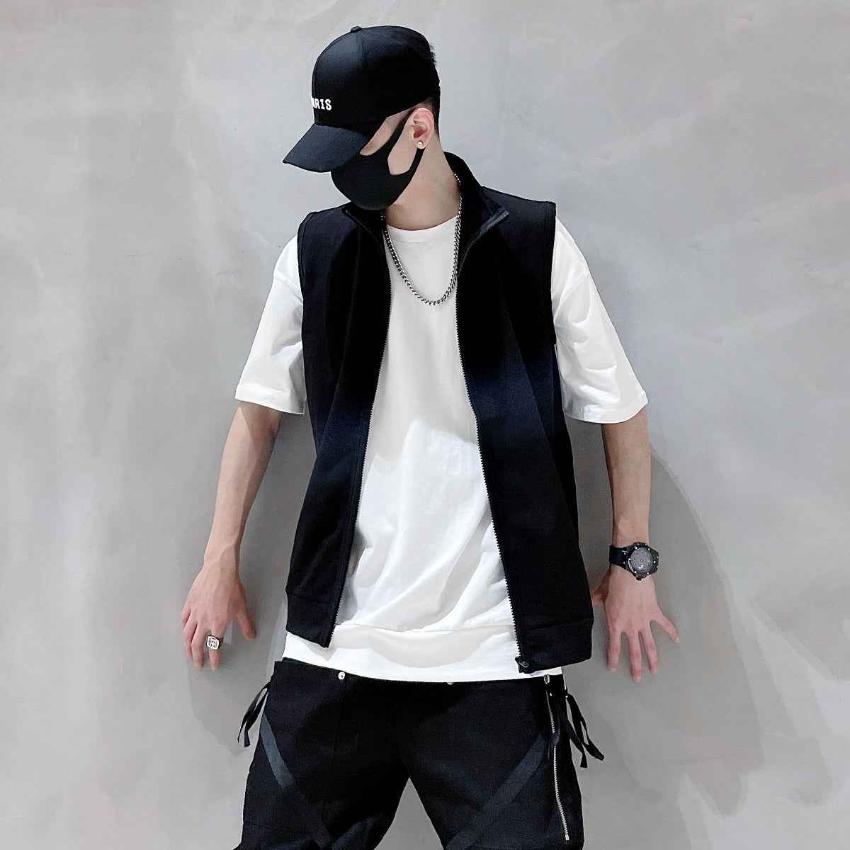 Lightweight Cotton Black Gilet Vest