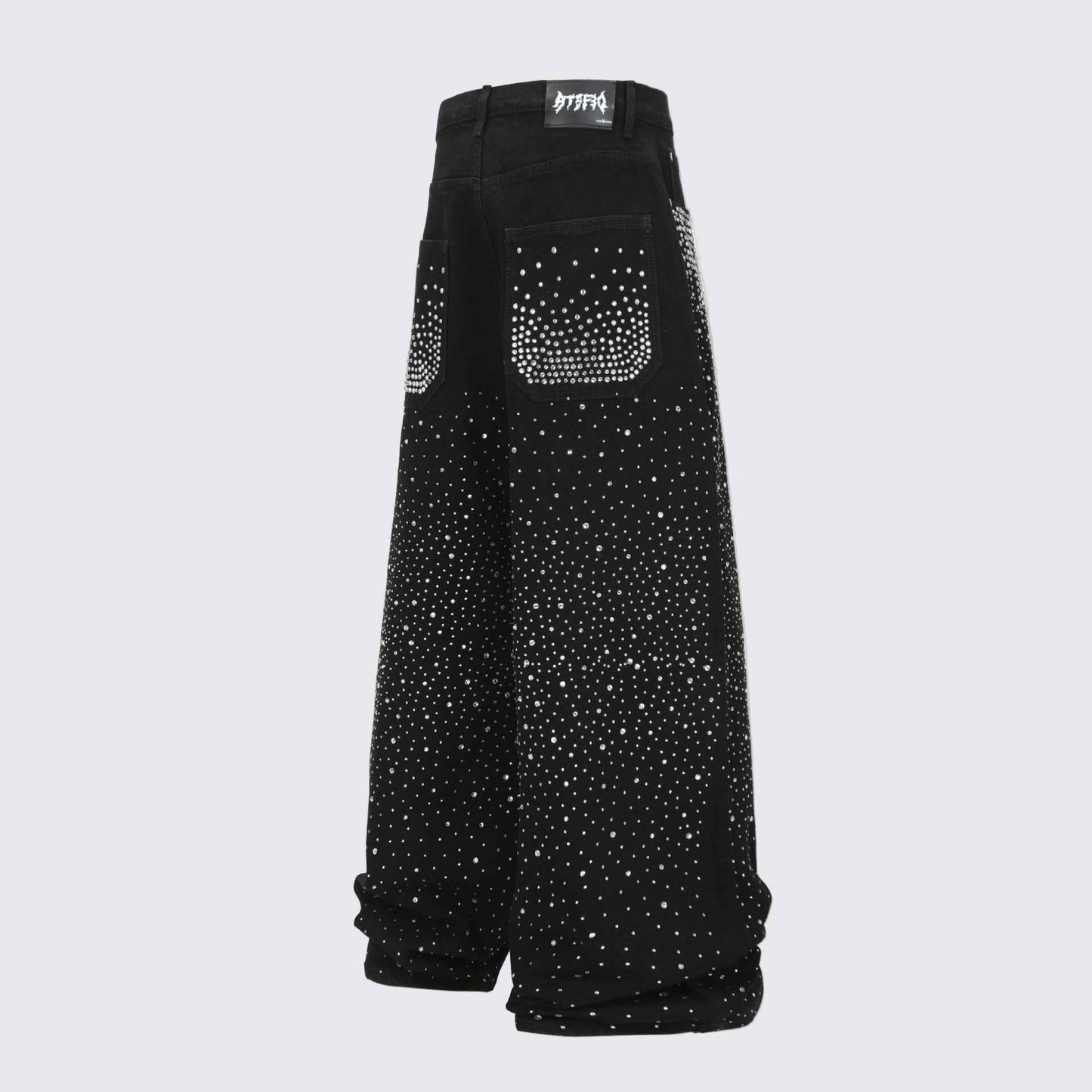 Diamond-Encrusted Black Jeans