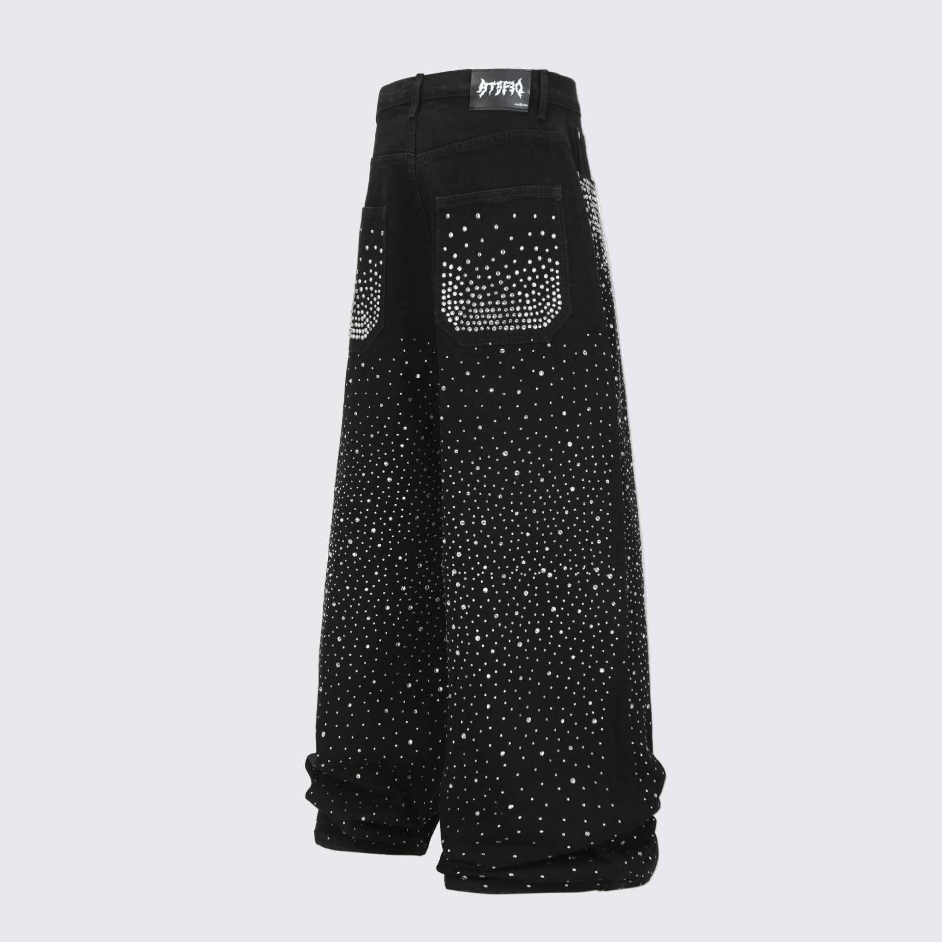 Diamond-Encrusted Black Jeans