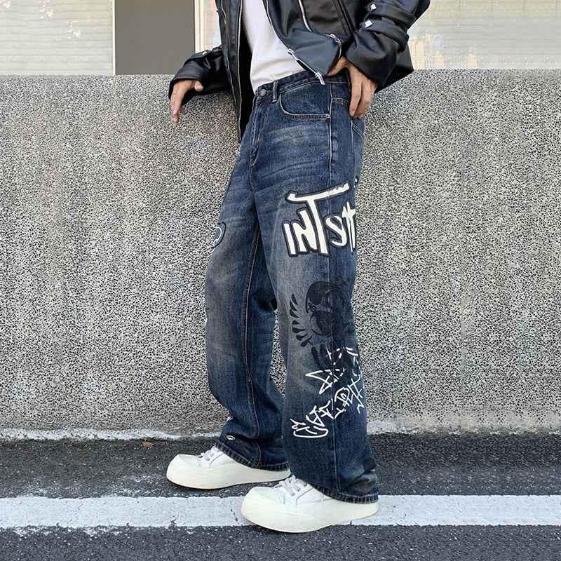 Retro Graffiti Loose Fit Jeans