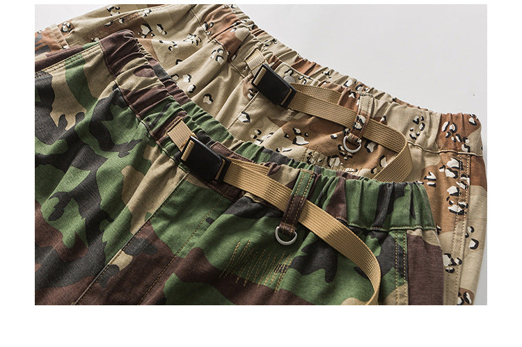 Red Solitude Outdoor Camo Drawstring Cargo Shorts