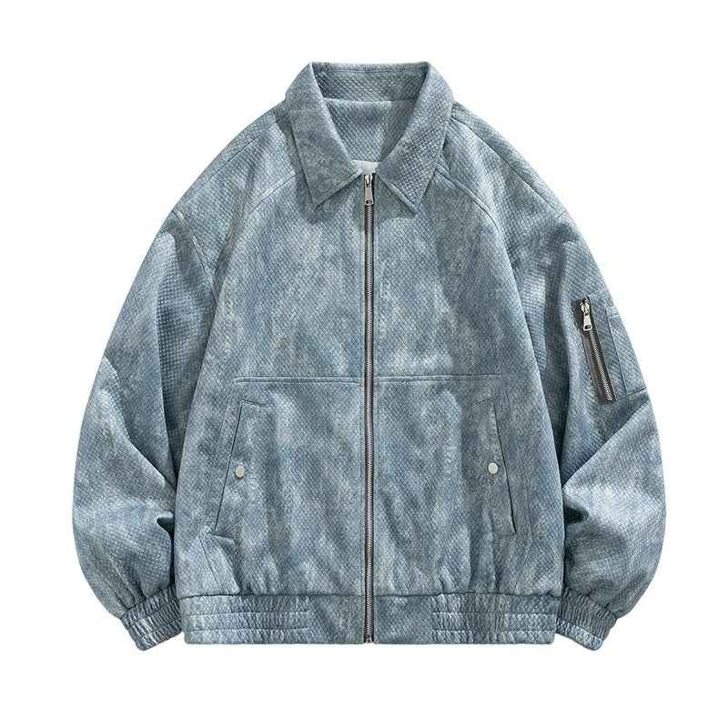Jacquard Faux Denim Casual Jacket