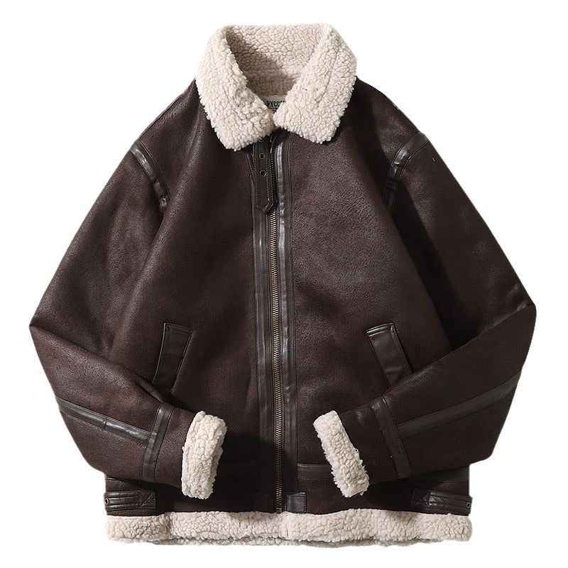 Motorcycle Suede Brown Fur Jacket