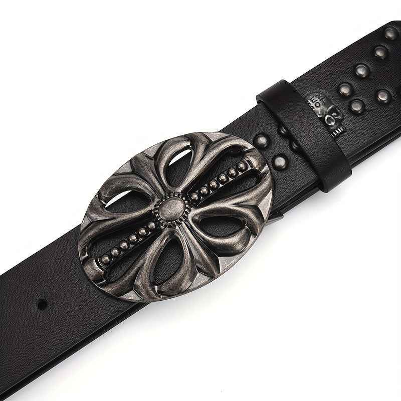 Punk Skull Studded Black Leather Belt