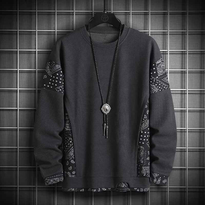 TwoTone Waffle Knit Layered Sweatshirt