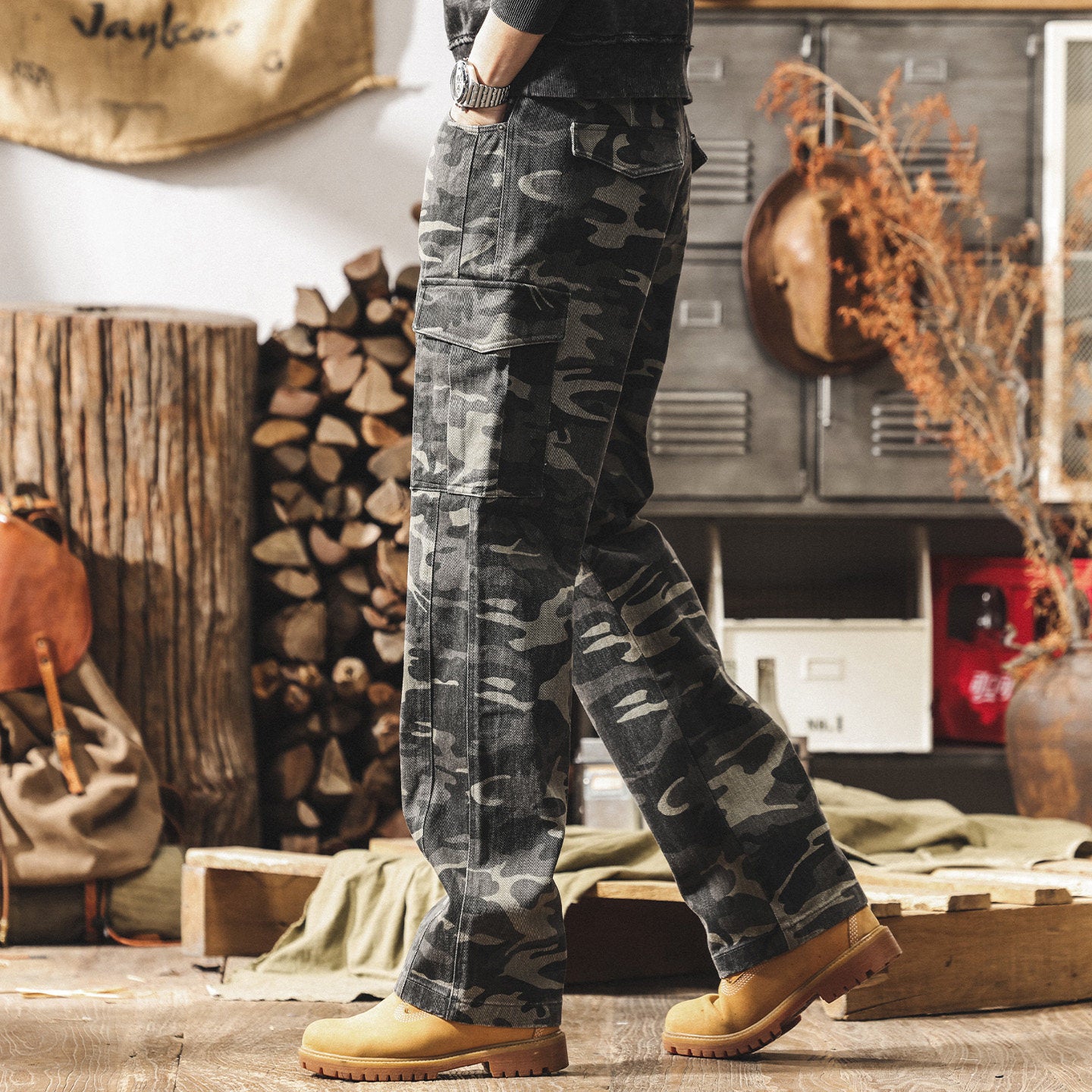 Retro Cargo Camo Pants
