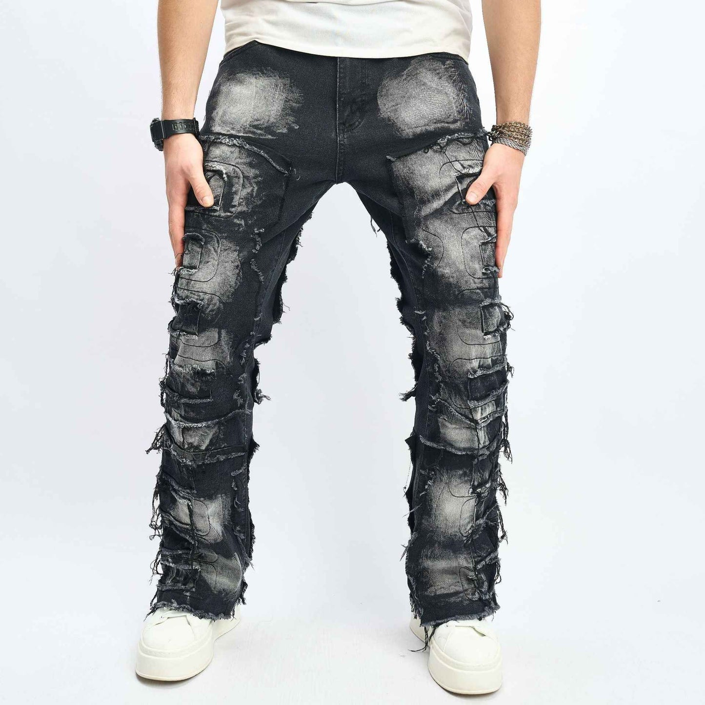 Vintage Washed Black Denim Jeans