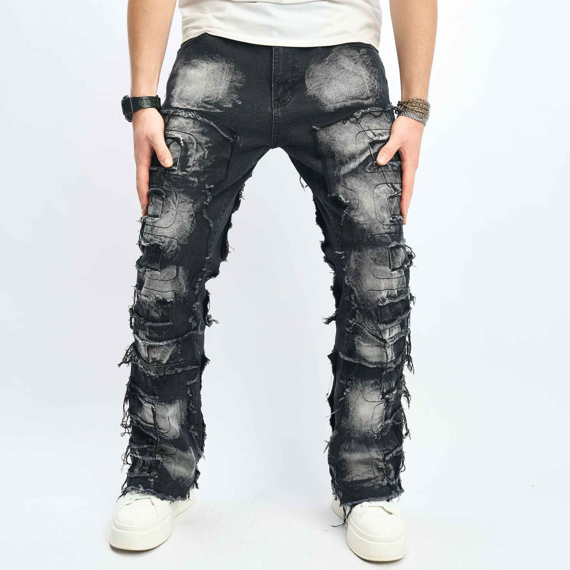 Vintage Washed Black Denim Jeans