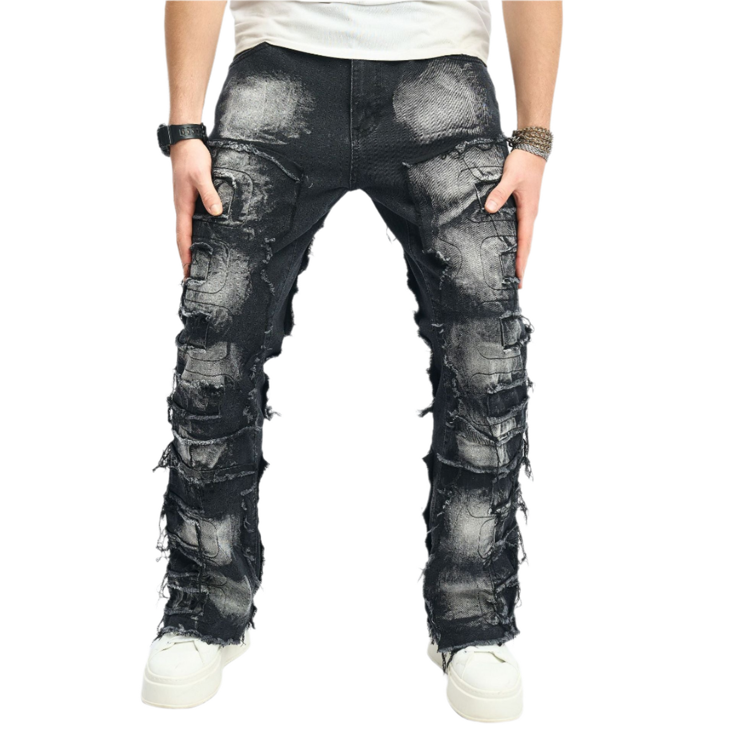 Vintage Washed Black Denim Jeans