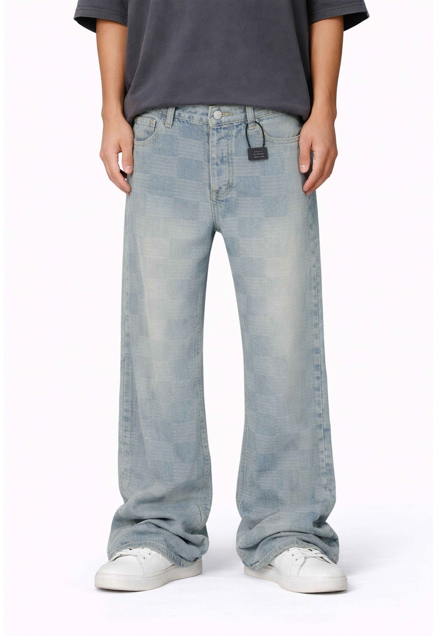 AZUL CHECKERED FLARE DENIM