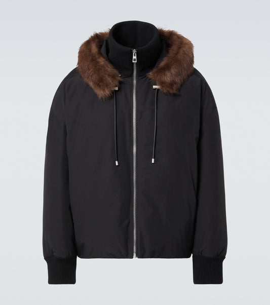 Loewe Men Shearling-Trimmed Cotton-Blend Jacket