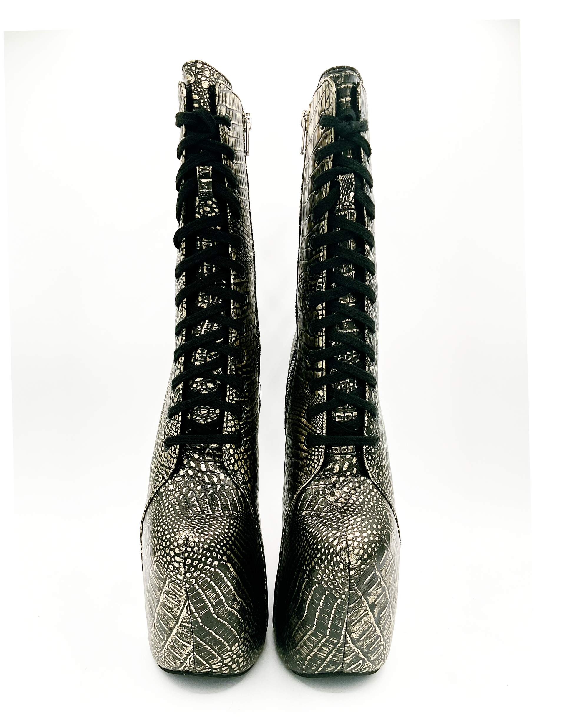 Prehistoric Gold Platform Boot - JUSTLUXURY