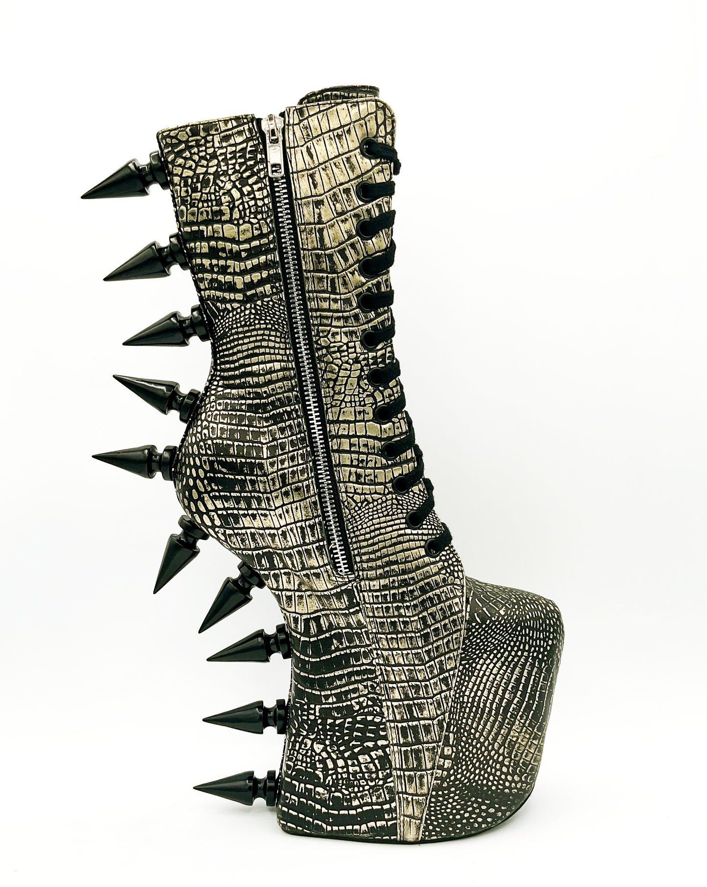 Prehistoric Gold Platform Boot - JUSTLUXURY