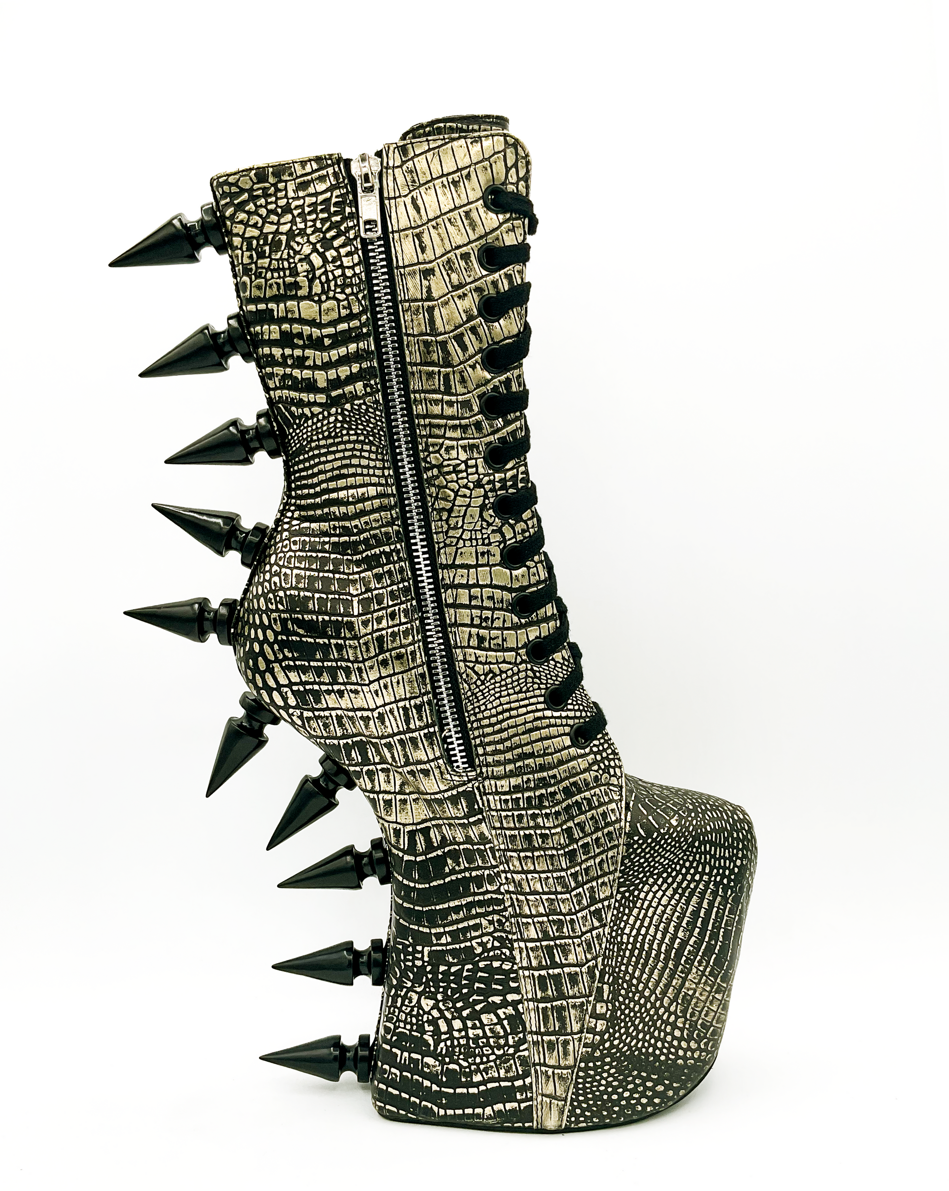 Prehistoric Gold Platform Boot - JUSTLUXURY