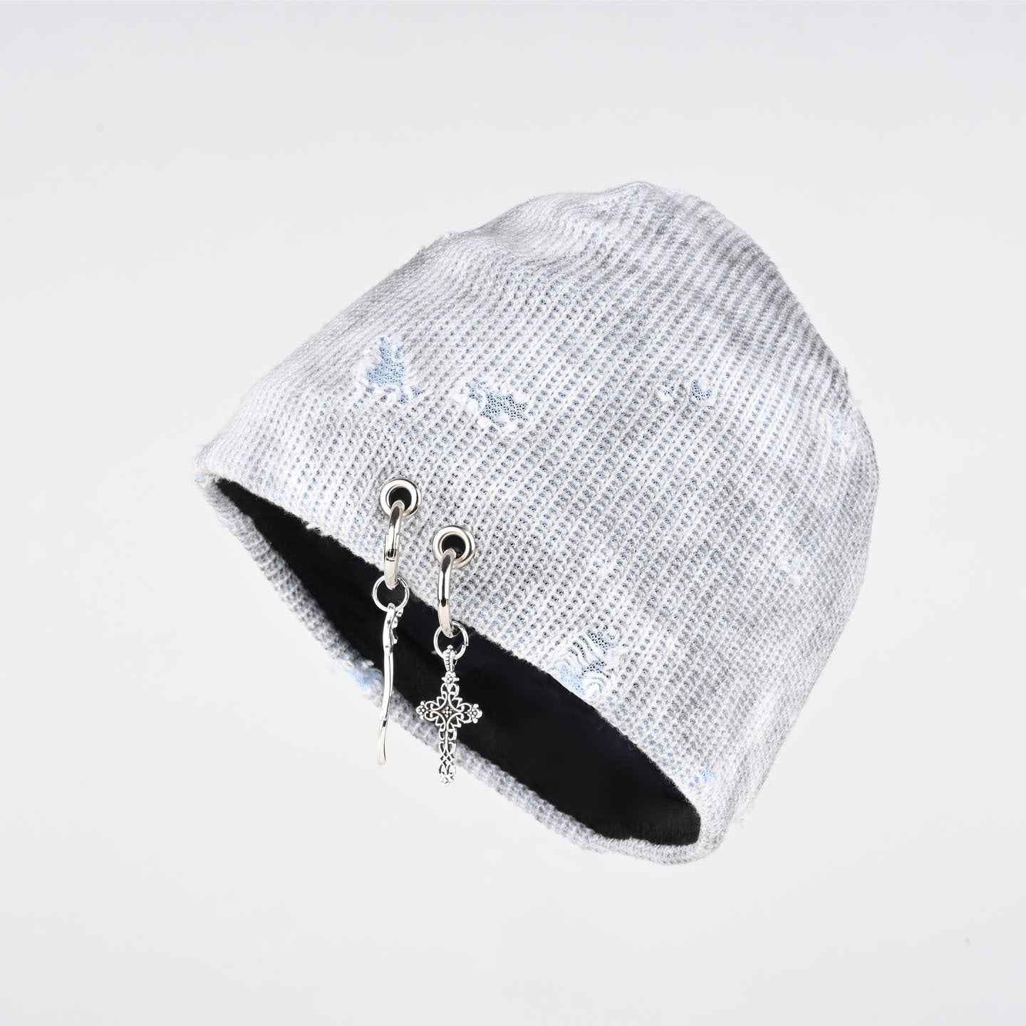 Retro Wasteland Style Distressed Knit | Hanging Charm Beanie