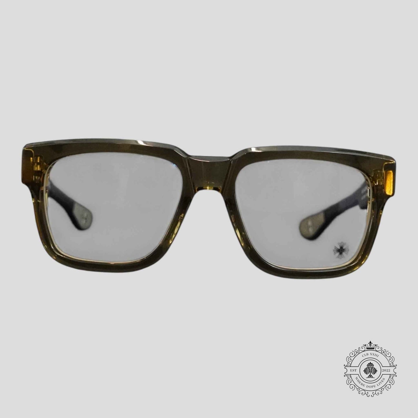 Chrome Hearts Box Officer Sunglasses in Clear Olive/Silver