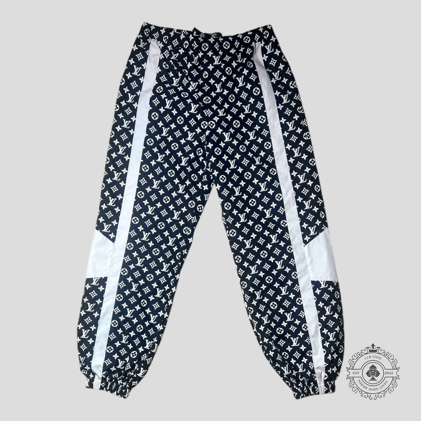 Louis Vuitton Monogram Printed Technical Trackpants in Black/White