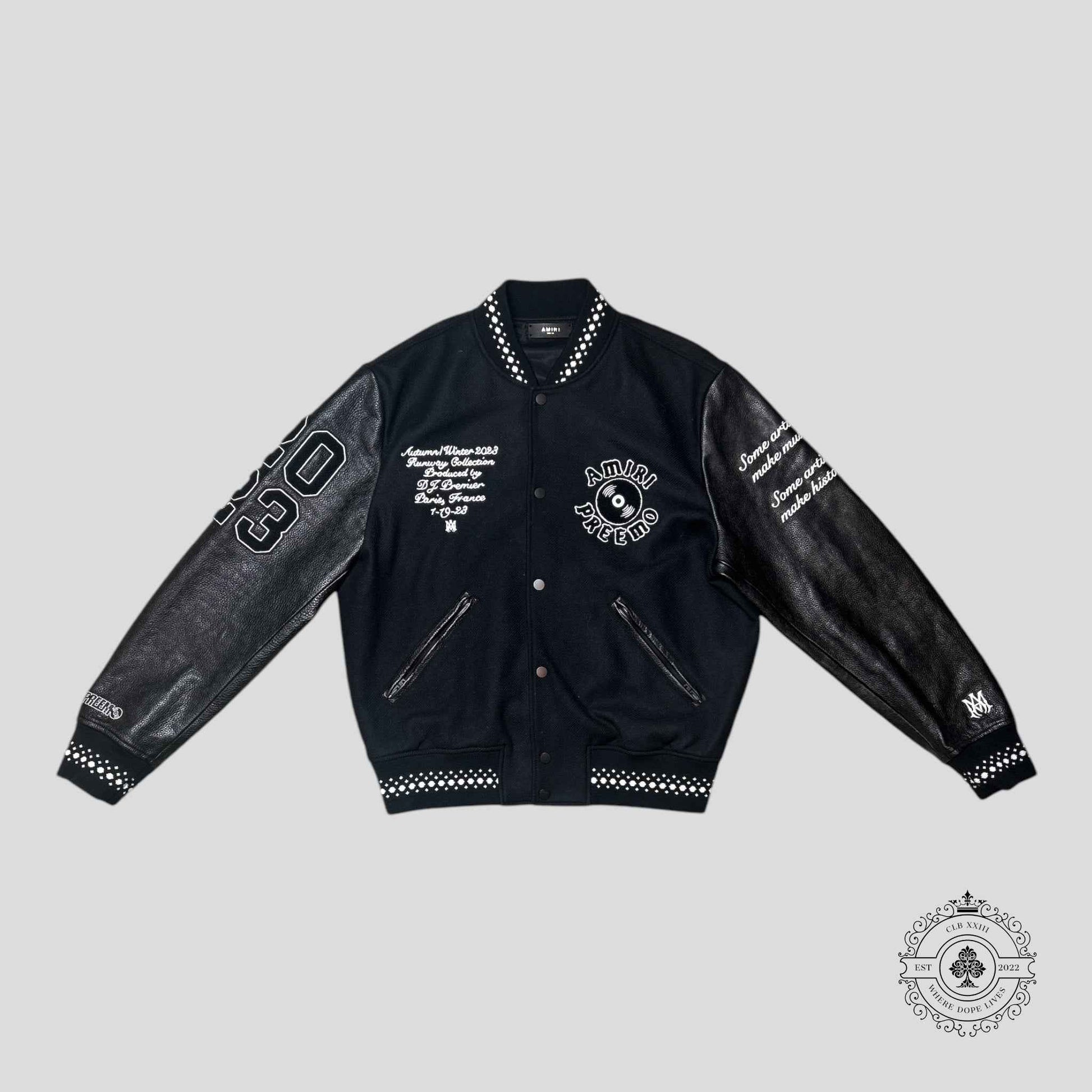 Amiri X DJ Premier Varsity Jacket in Black