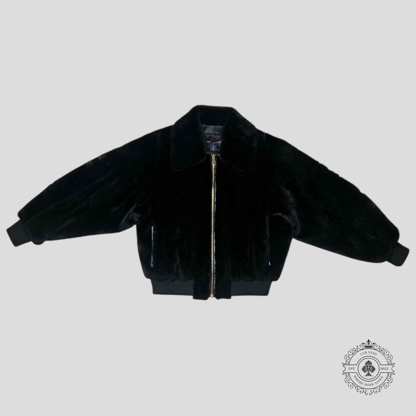 Louis Vuitton Monogram Mink Bomber Jacket in Black