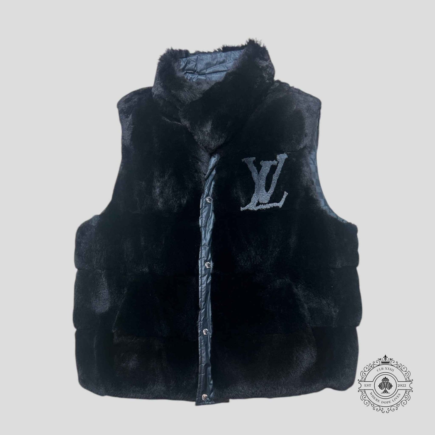 Louis Vuitton Rabbit Fur Reversible Damier Vest in Black