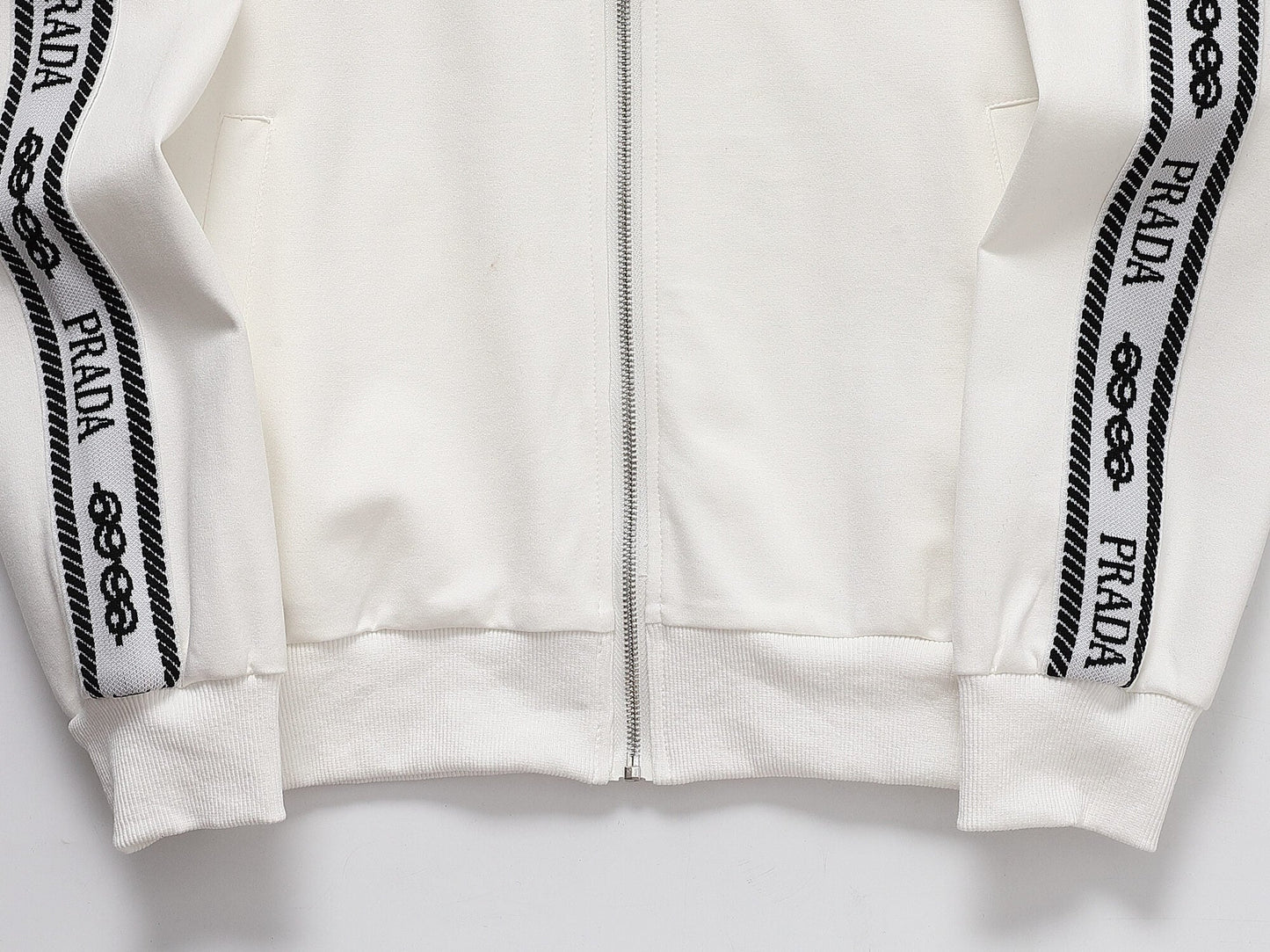 Prada Milano Logo Side Band Technical Jersey Tracksuit White CUSTOM
