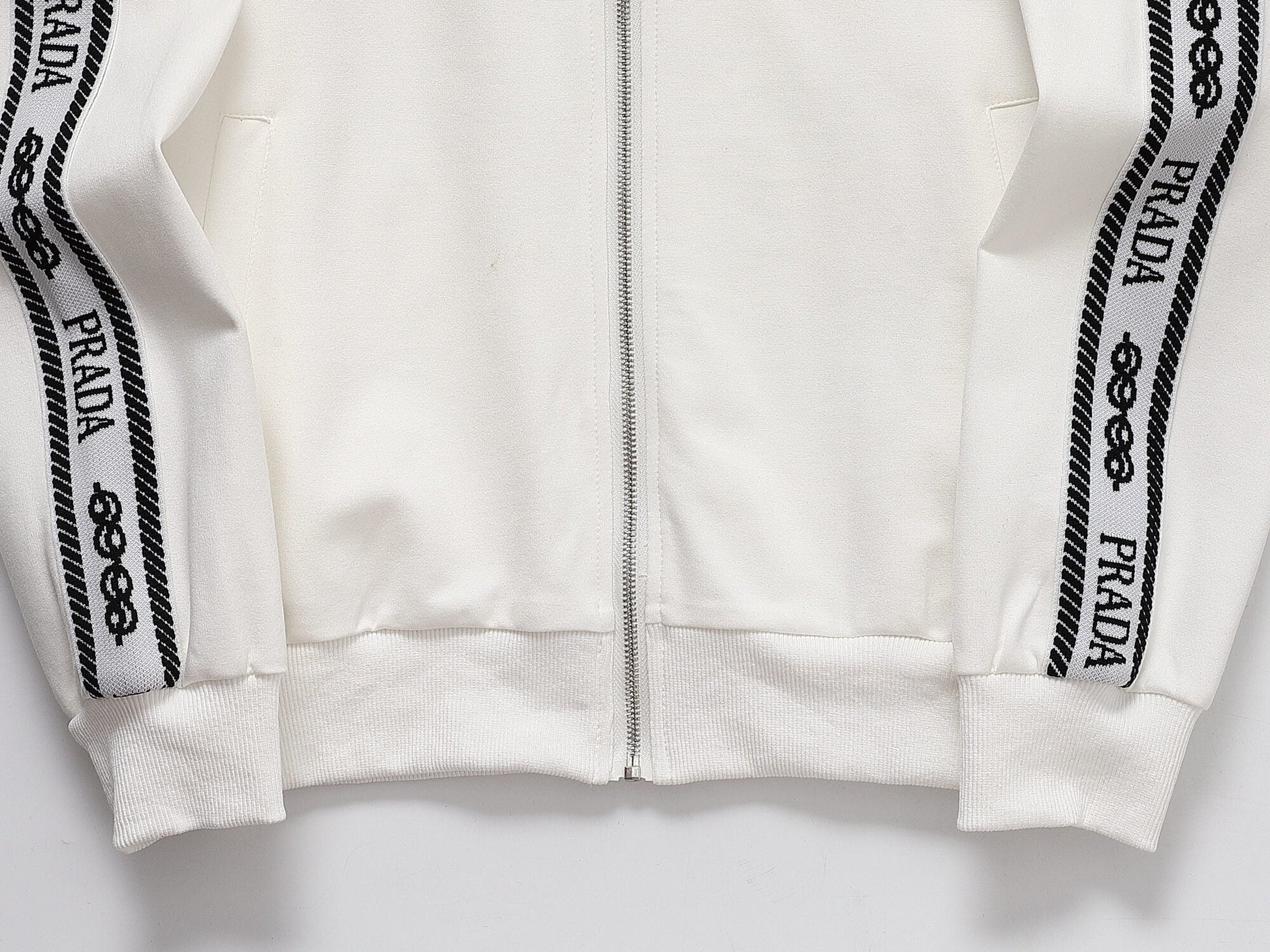 Prada Milano Logo Side Band Technical Jersey Tracksuit White CUSTOM