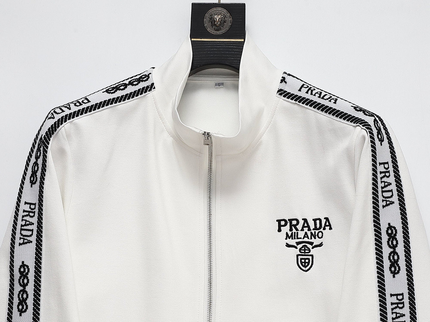Prada Milano Logo Side Band Technical Jersey Tracksuit White CUSTOM