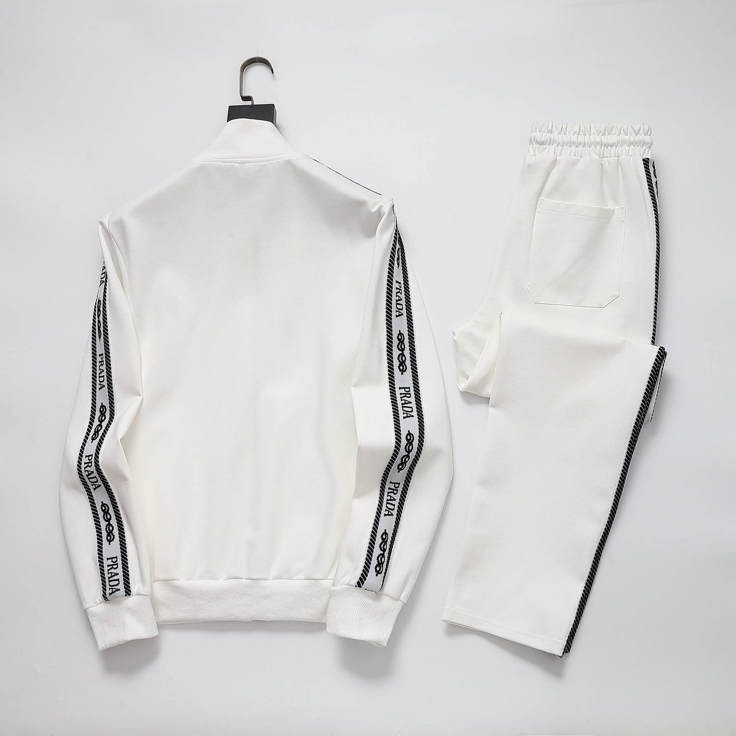 Prada Milano Logo Side Band Technical Jersey Tracksuit White CUSTOM