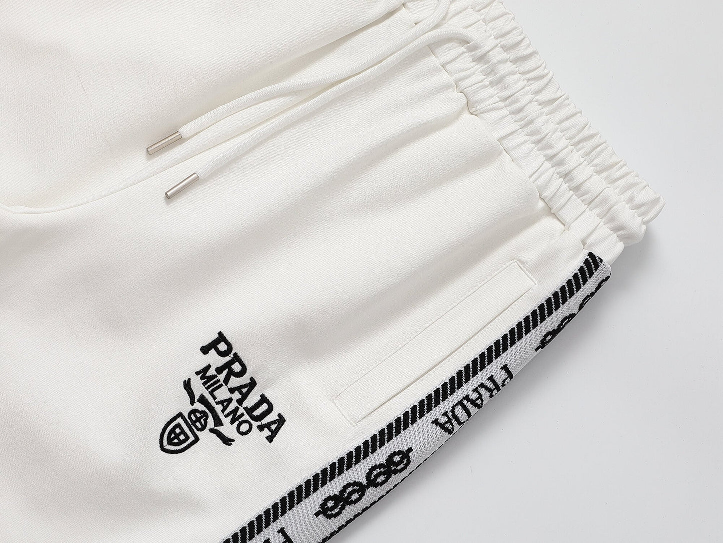 Prada Milano Logo Side Band Technical Jersey Tracksuit White CUSTOM