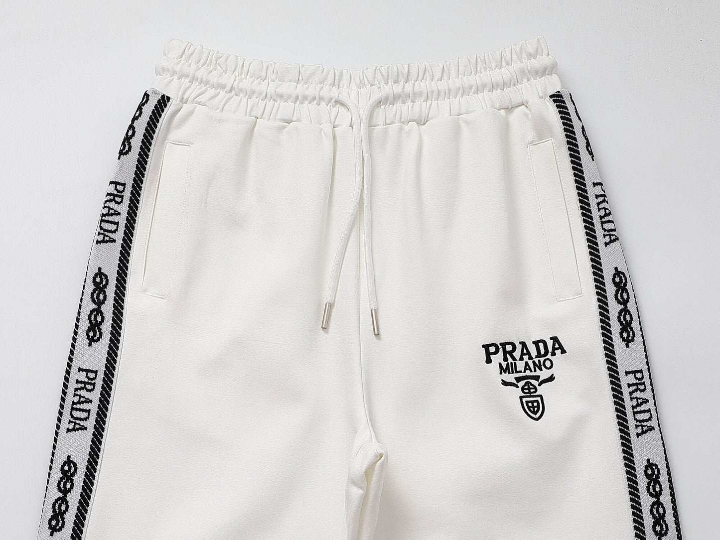 Prada Milano Logo Side Band Technical Jersey Tracksuit White CUSTOM