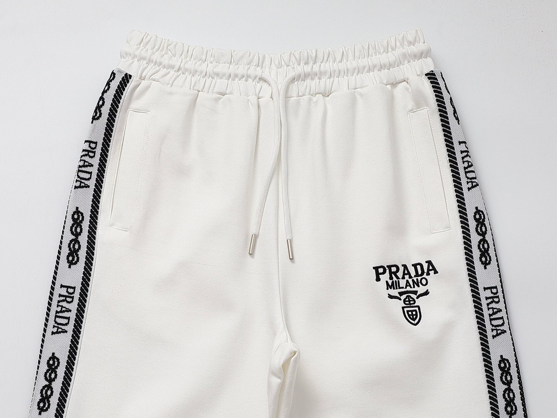 Prada Milano Logo Side Band Technical Jersey Tracksuit White CUSTOM