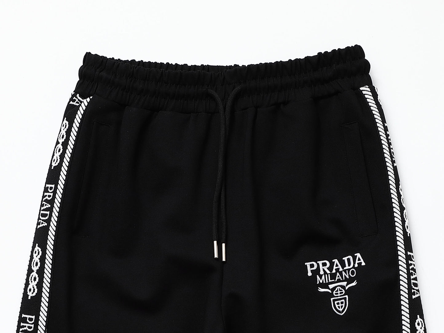 Prada Milano Logo Side Band Technical Jersey Jacket Black CUSTOM
