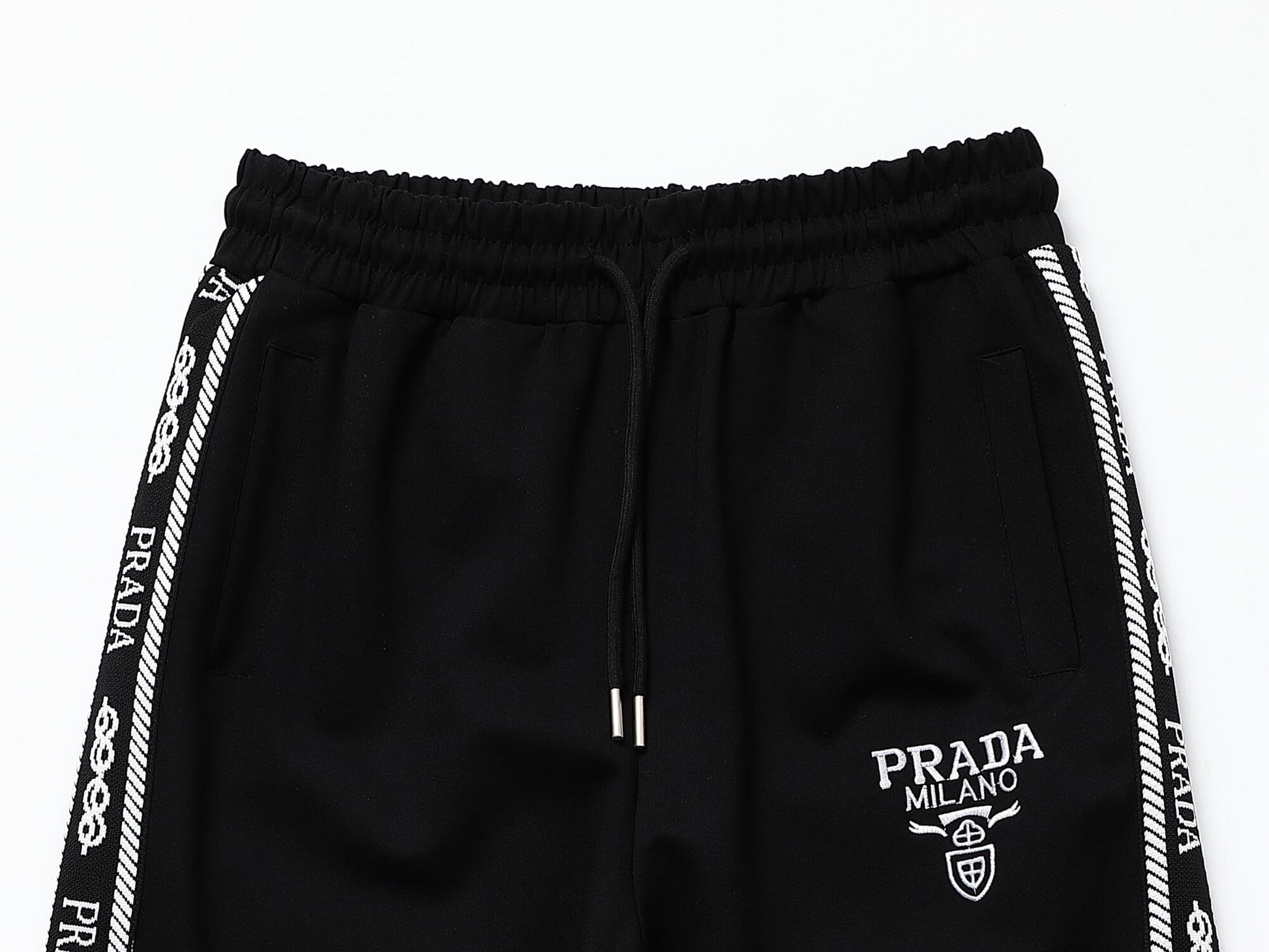 Prada Milano Logo Side Band Technical Jersey Jacket Black CUSTOM