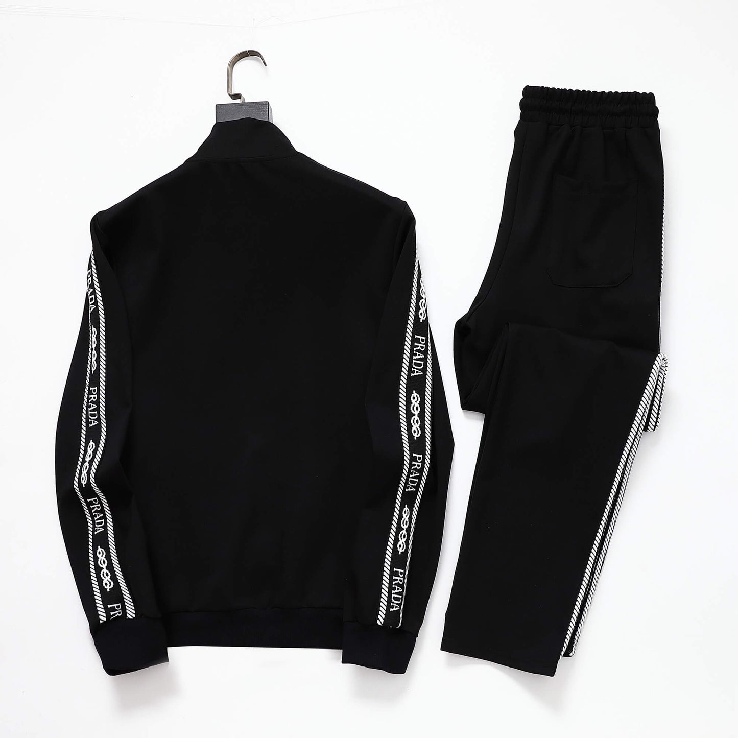 Prada Milano Logo Side Band Technical Jersey Jacket Black CUSTOM