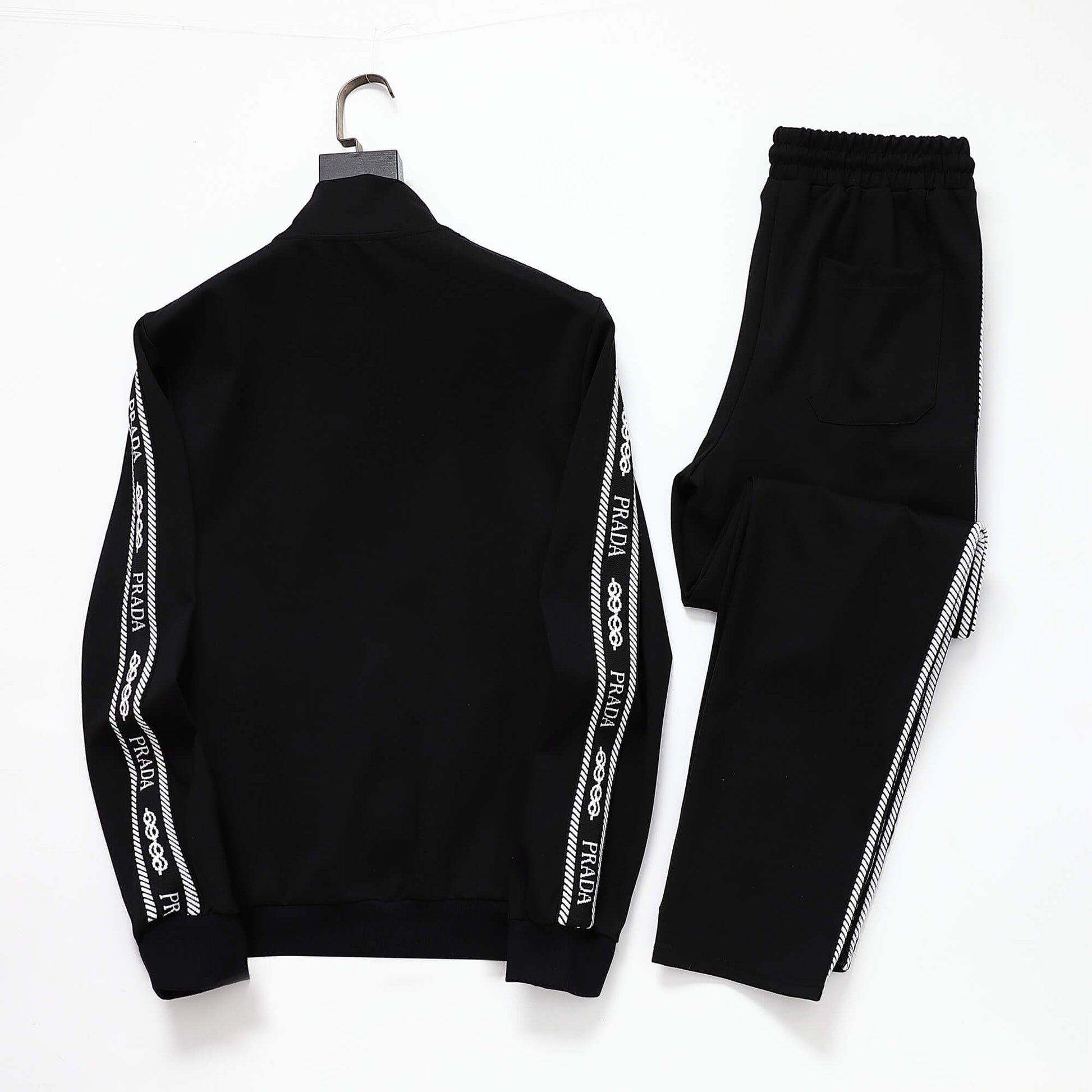 Prada Milano Logo Side Band Technical Jersey Jacket Black CUSTOM