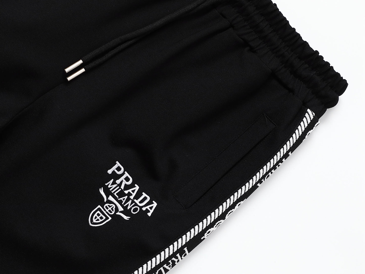 Prada Milano Logo Side Band Technical Jersey Jacket Black CUSTOM