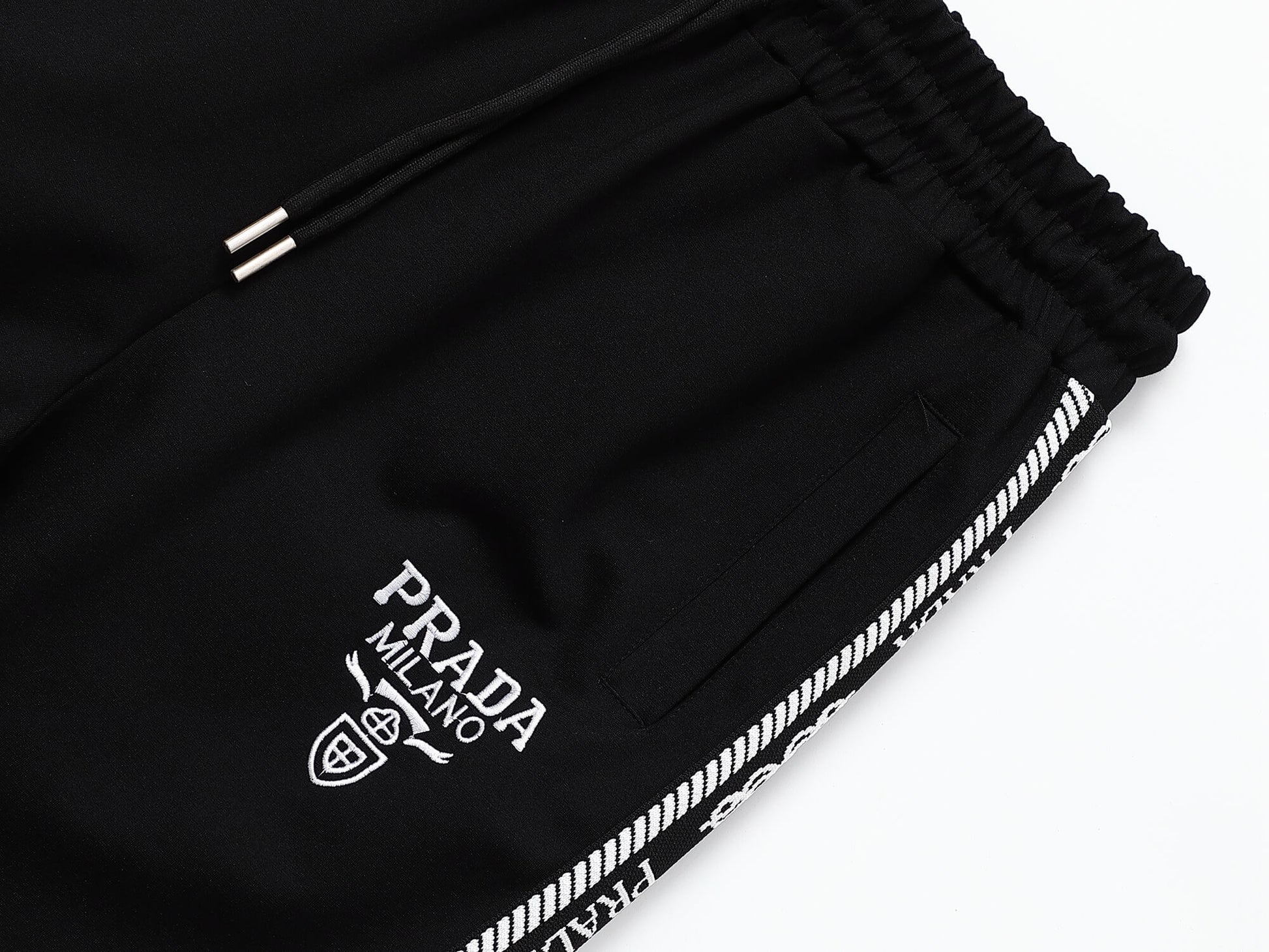 Prada Milano Logo Side Band Technical Jersey Jacket Black CUSTOM