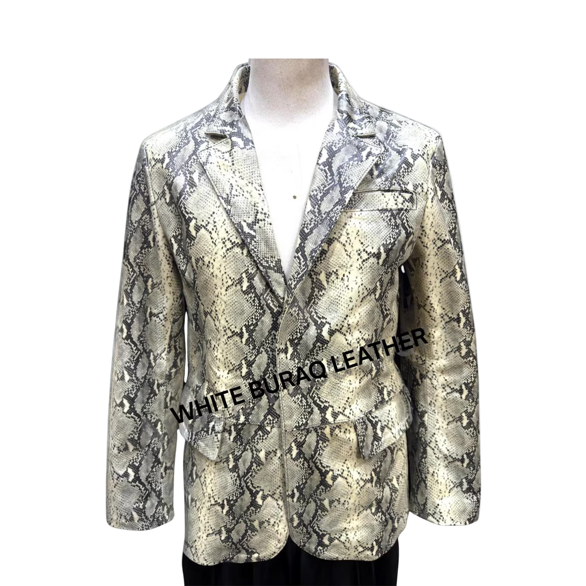 Men's Python-Embossed Cowhide Leather Blazer
