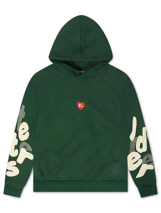 Red Letters Copy Me Scattered Hoodie - Green