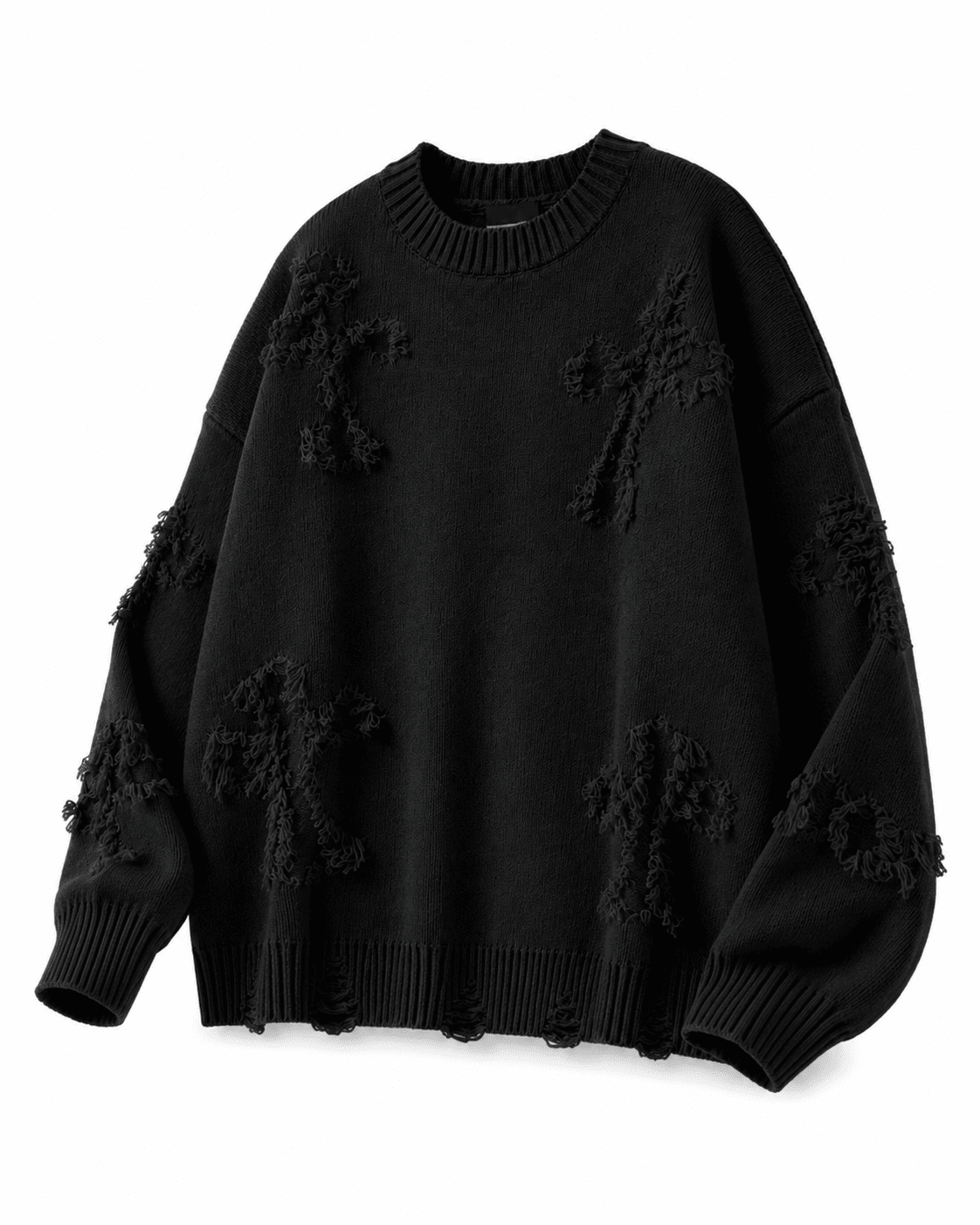 Ripped Y2K Two Shaded Cross Fringed Sweater