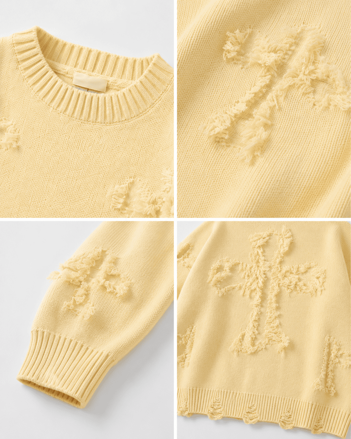 Ripped Y2K Two Shaded Cross Fringed Sweater