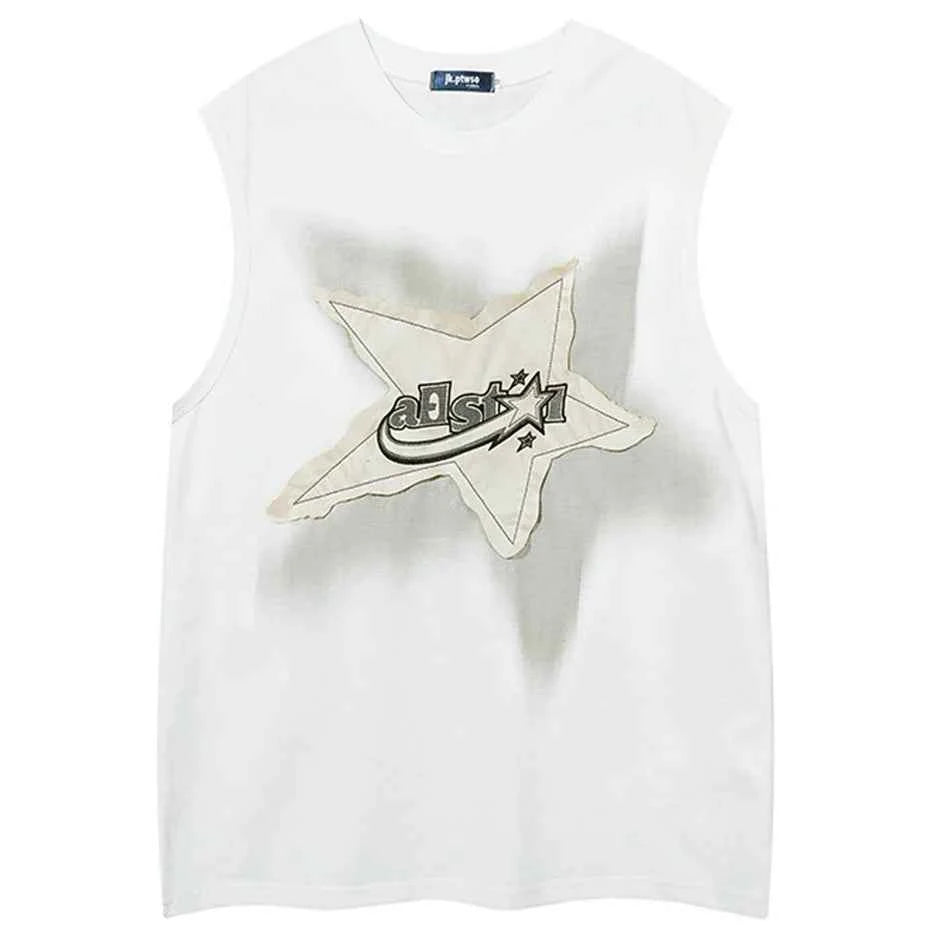 Star Patchwork Streetwear Oversized Vest