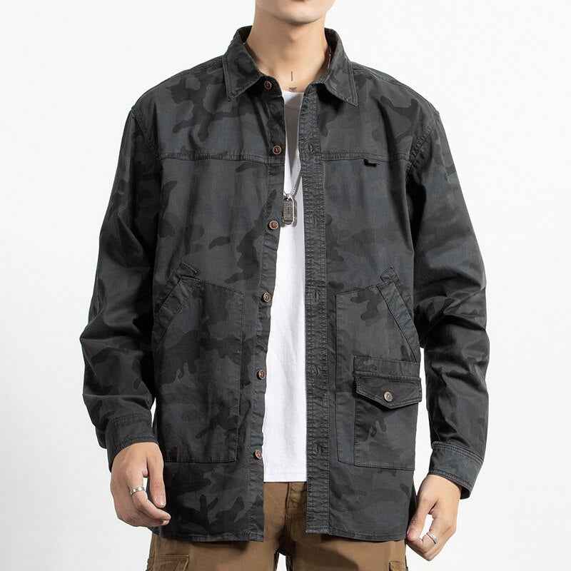 Classic Safari Camo Style Patch Pocket Jacket