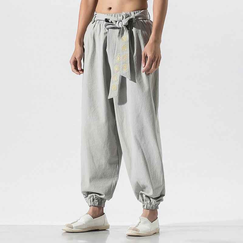 Japanese Embroidered Ribbon Tie Style Pants
