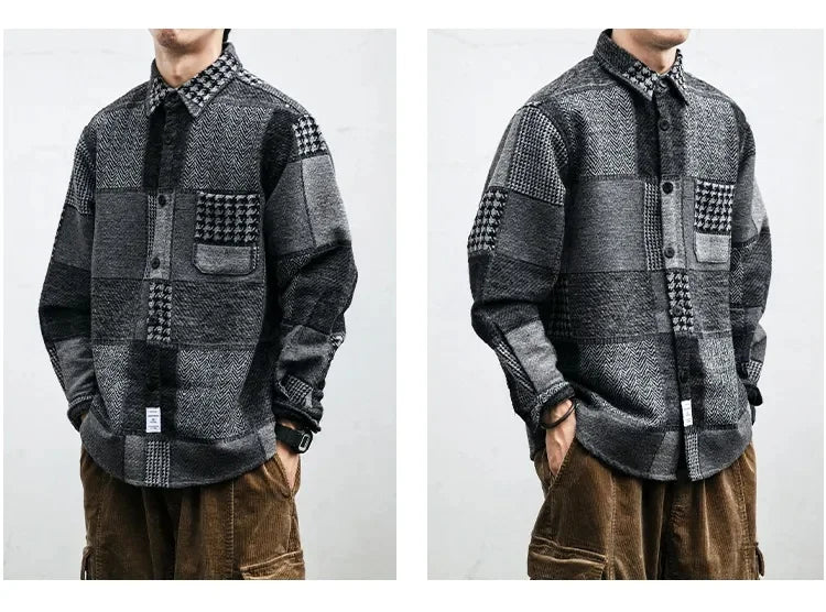 Retro Dark Color Plaid Shirt