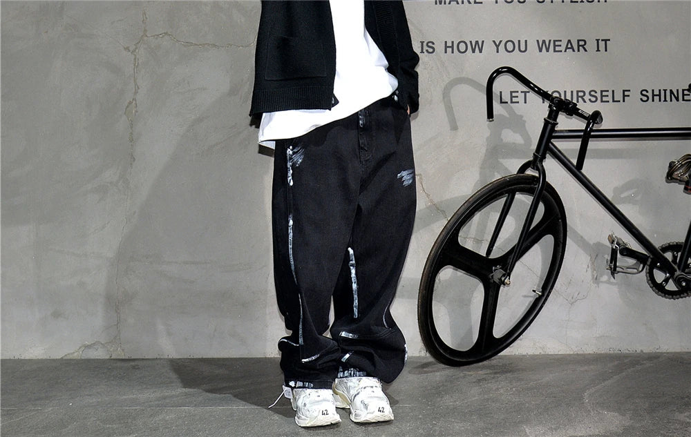 Ebony Black Splash Paint Style Pants