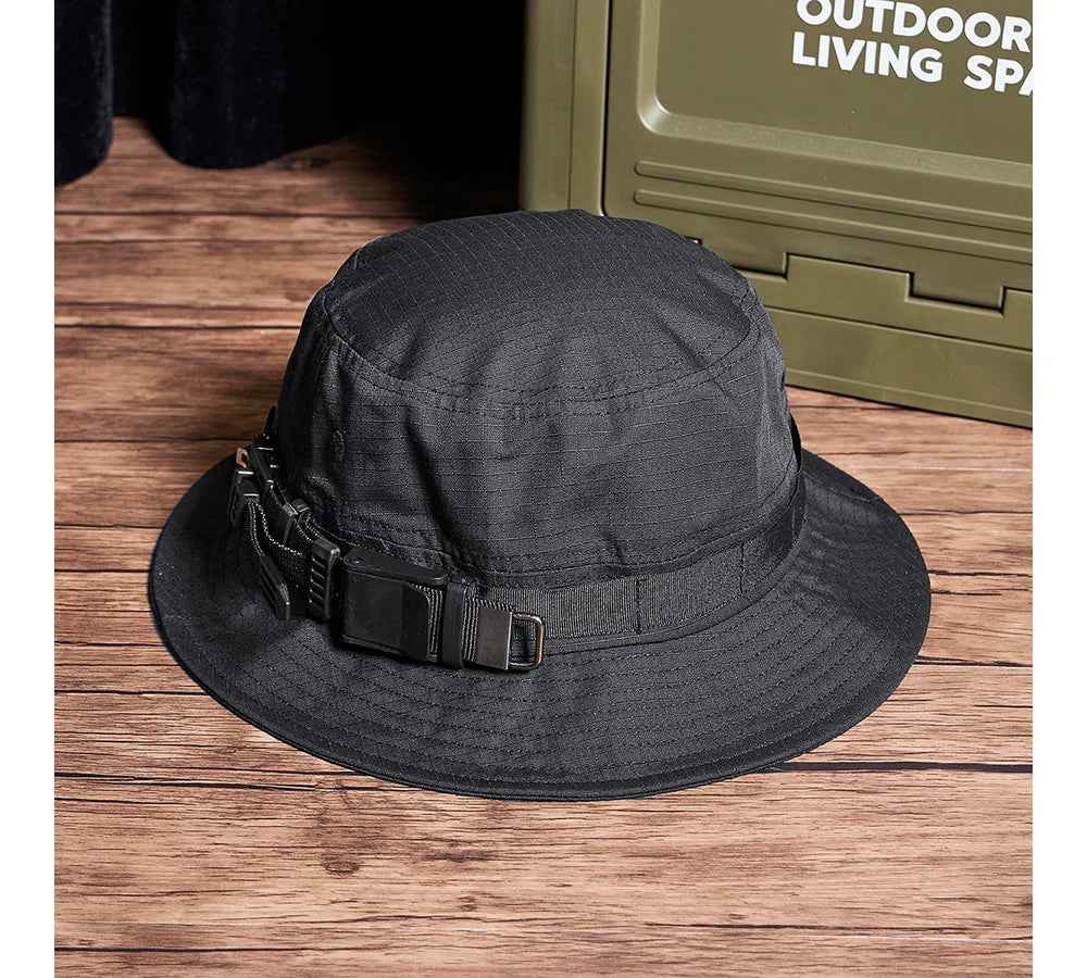 Coal Black Bucket Camping Hat