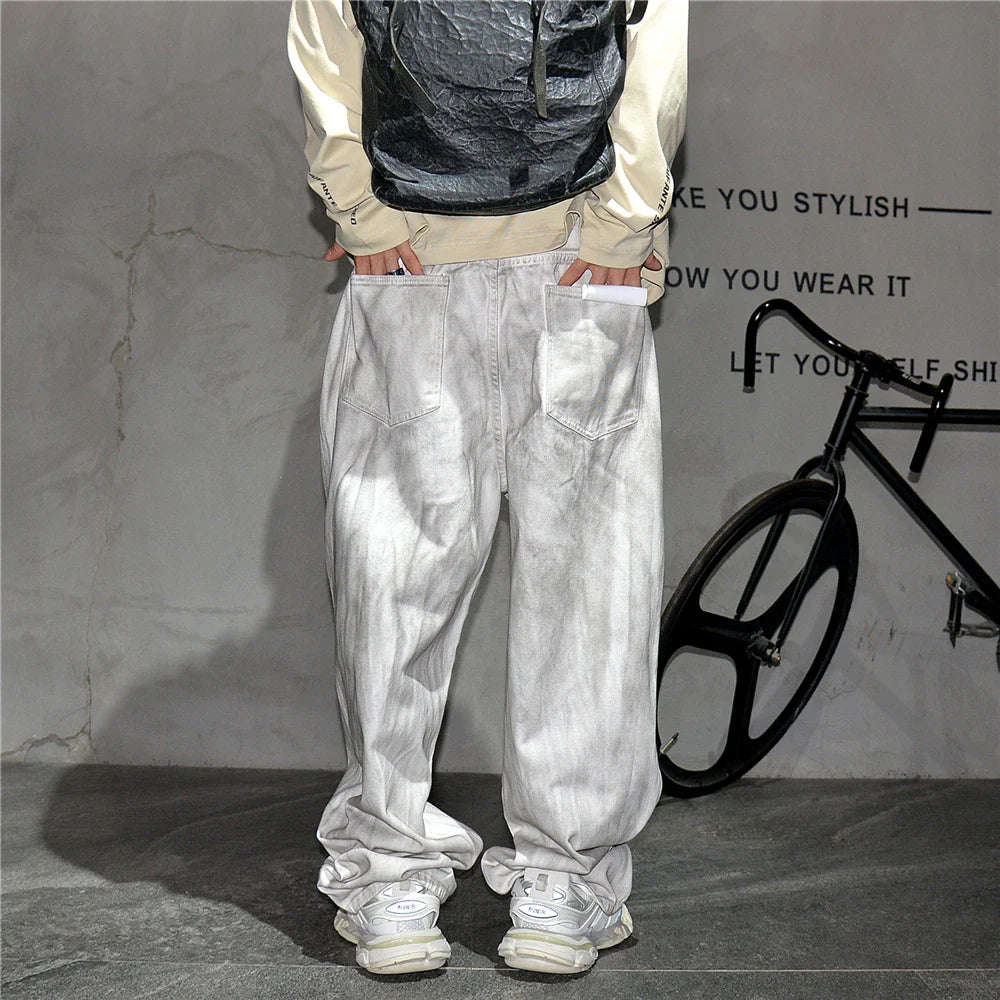 Distressed Dirty White Baggy Pants