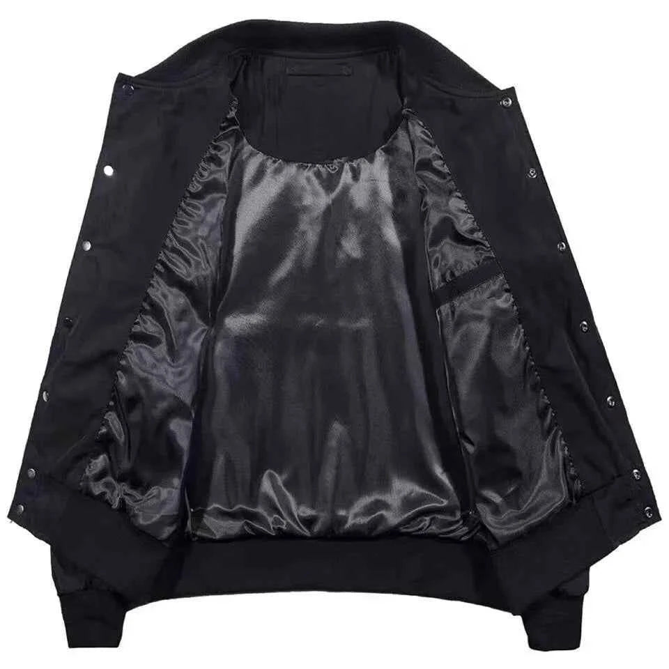 Devil Skull Button-Up Bomber Jacket