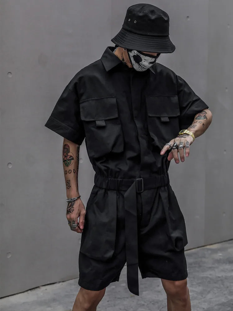 One Piece Tie Waist Belt Jumpsuit